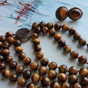 Tigers eye necklace and earrings set